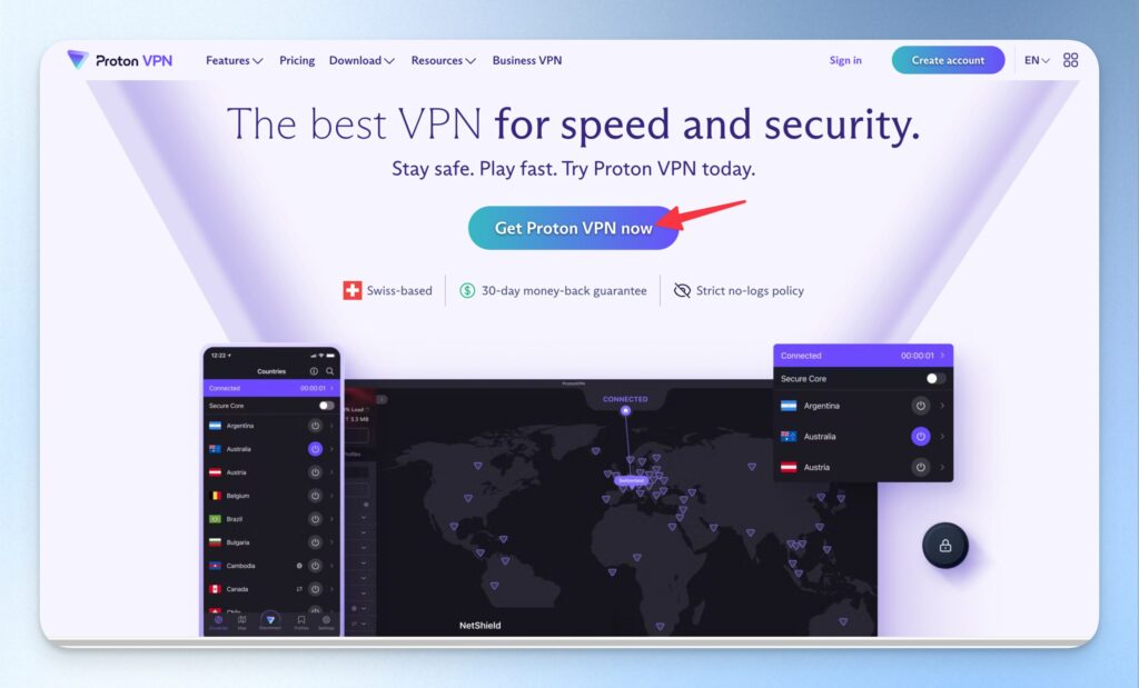進入 ProtonVPN 官網