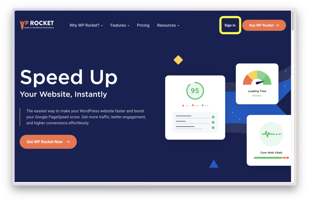 WP ROCKET 首頁登入
