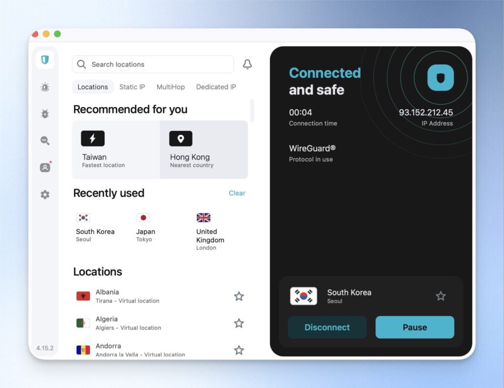 使用 Surfshark VPN 連線至韓國