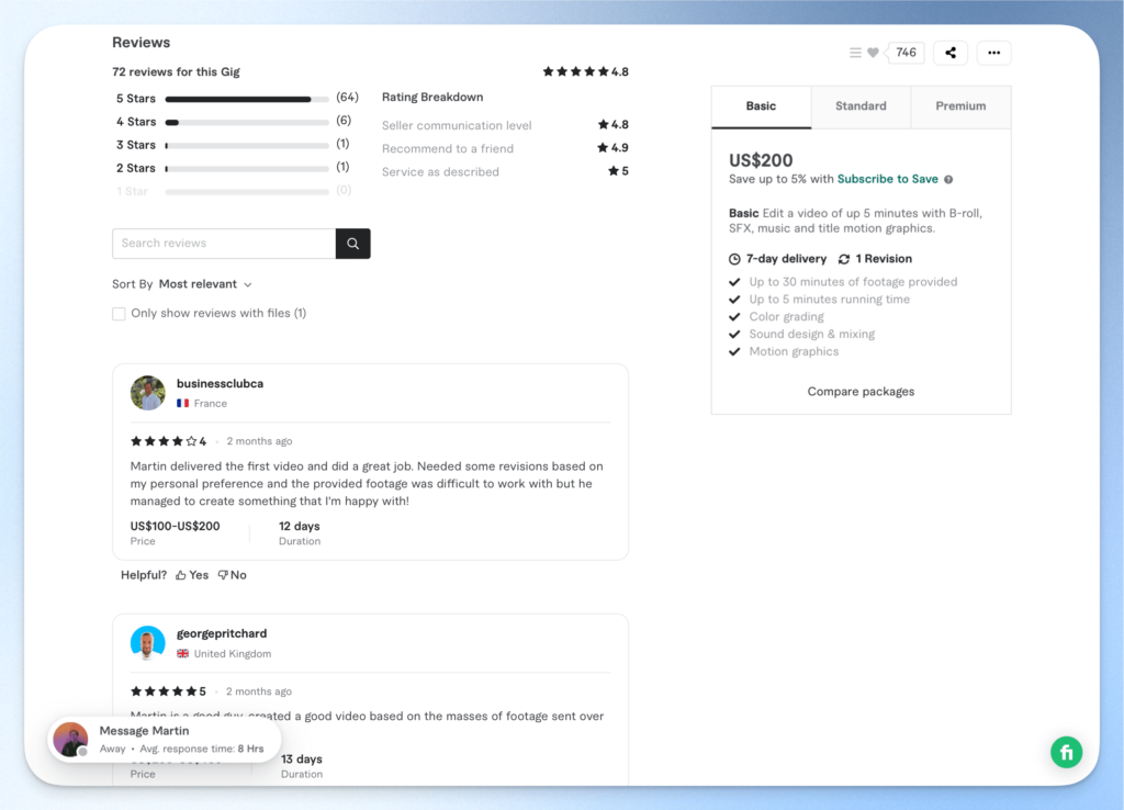 Fiverr 評價系統