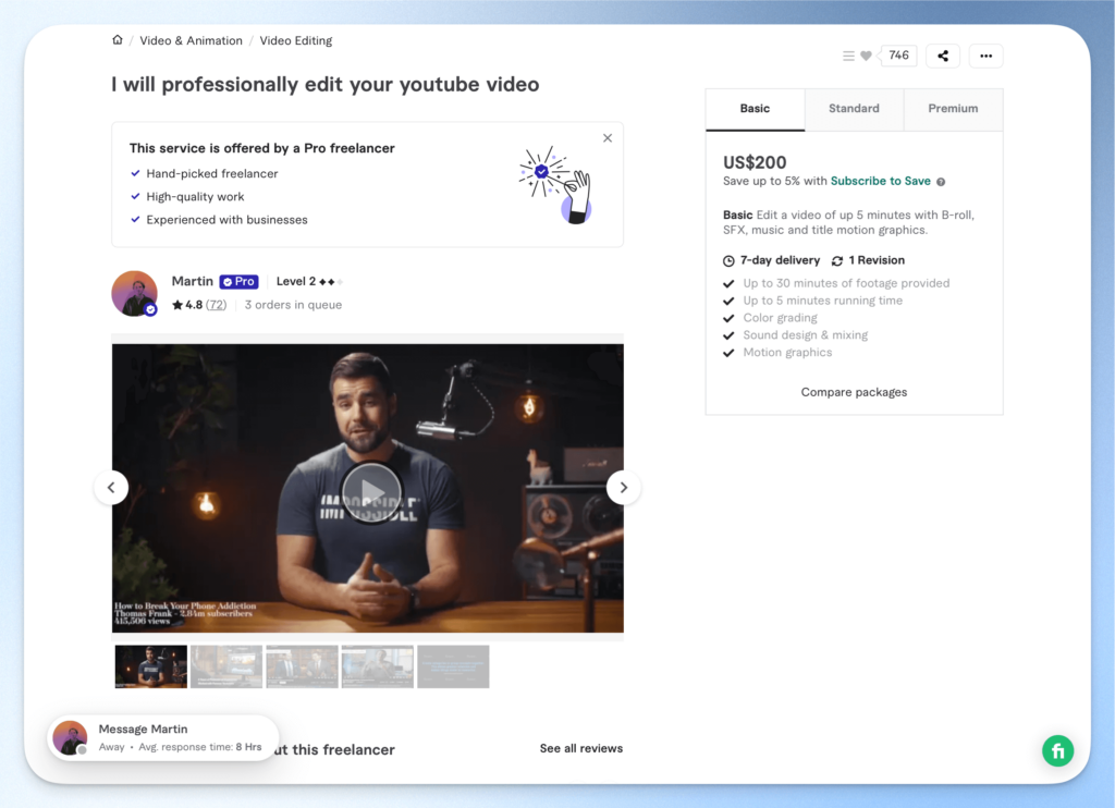 Fiverr Gig 賣家服務項目頁面