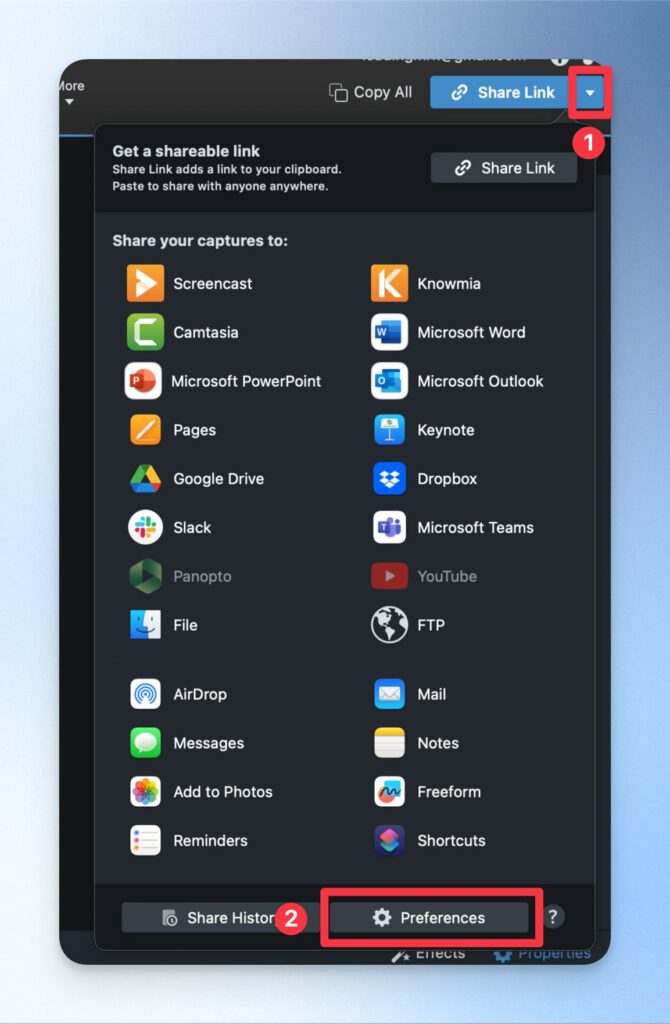 調整 Snagit 設定、快捷建