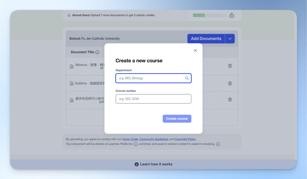 在 Course Hero 為文件指定課堂