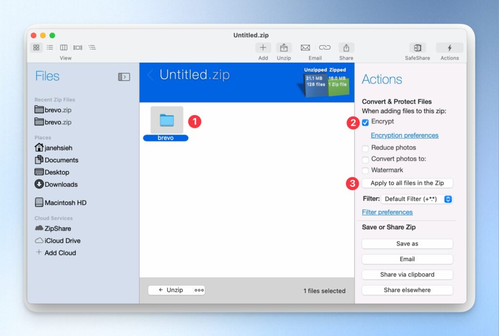 用 WinZip 加密檔案