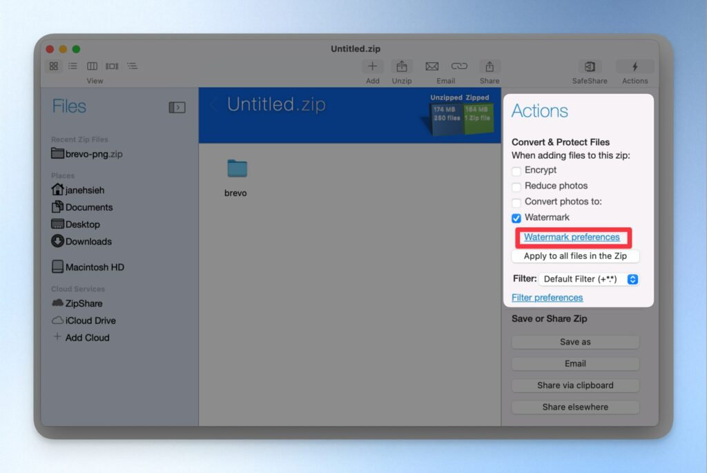 如何用 WinZip 將檔案新增浮水印？