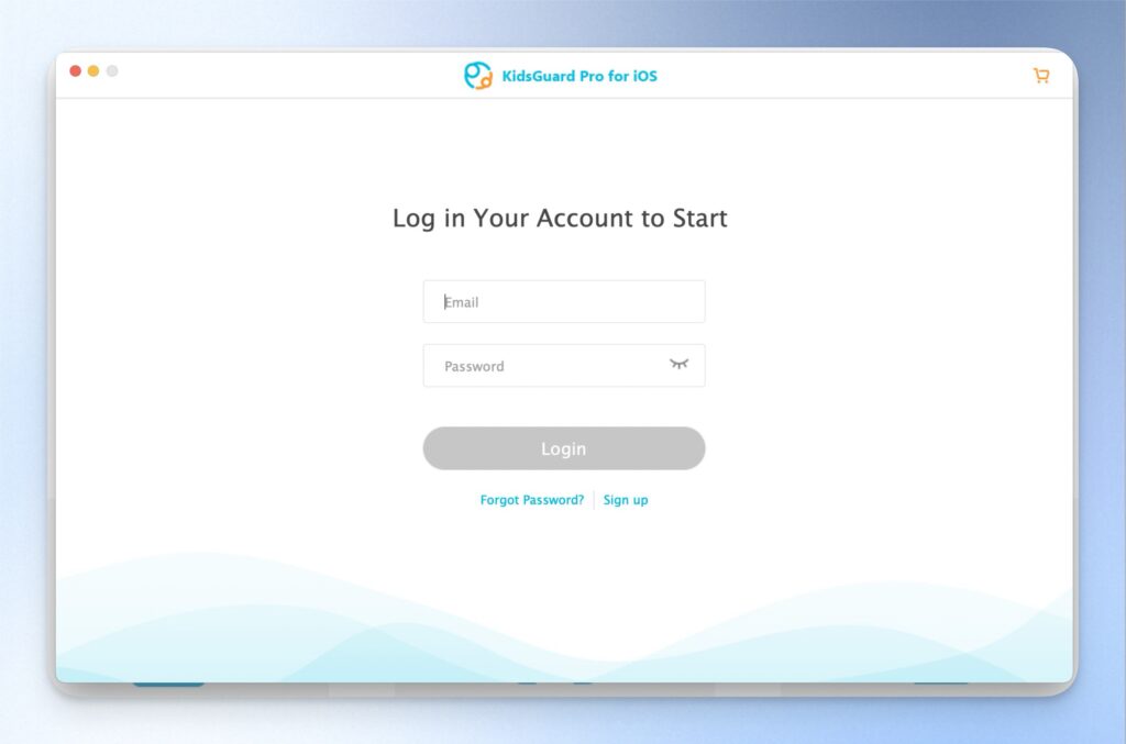 打開 KidsGuard Pro 應用程式，登入帳號密碼