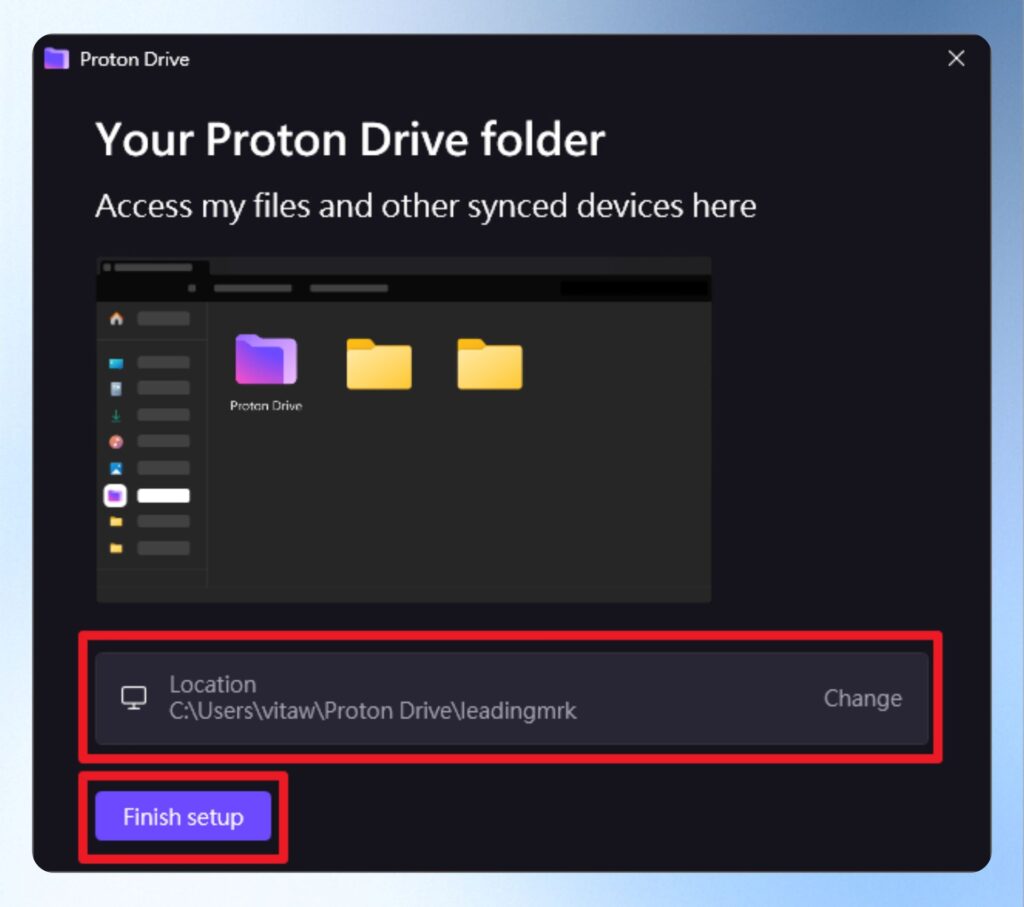 Proton Drive 電腦版預設路徑