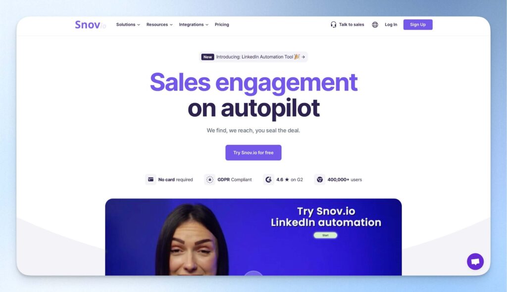 Snovio 官網首頁