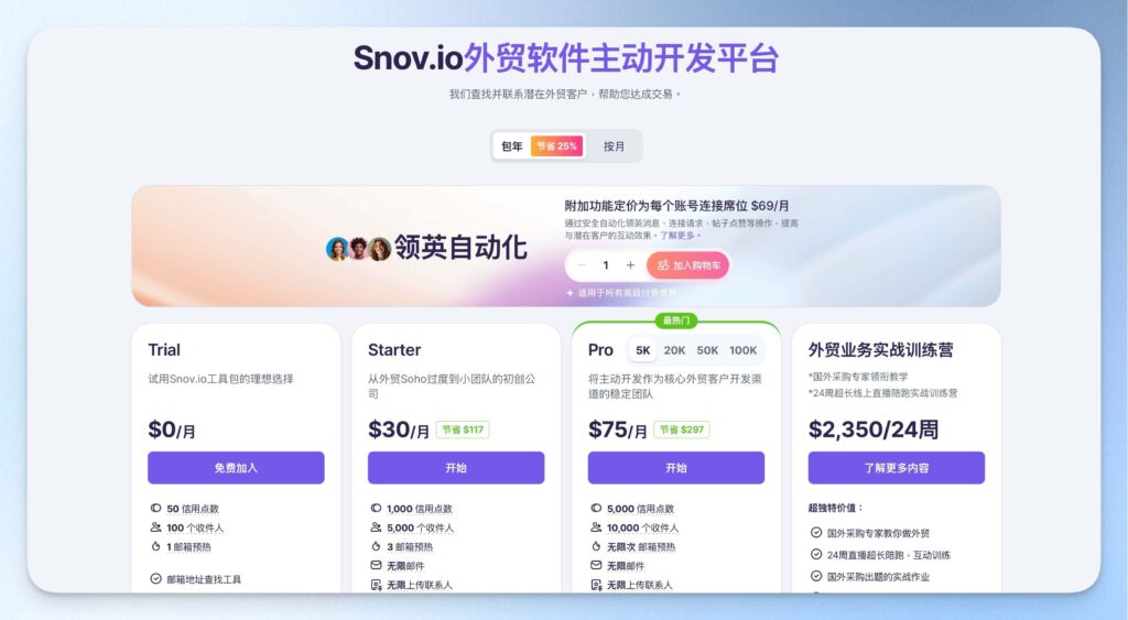 Snovio 價格方案