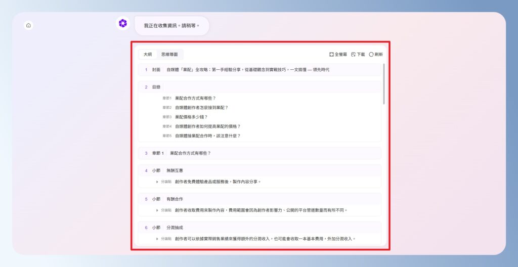 AiPPT 查看 URL 大綱