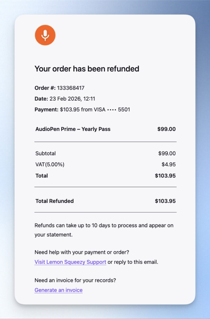 Audiopen 退款
