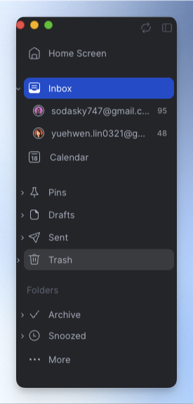 Spark mail 左側欄位