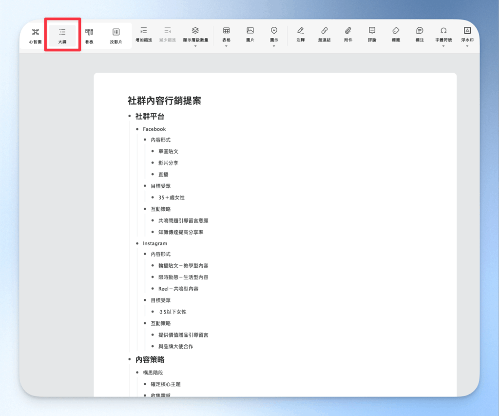 EdrawMind 大綱模式